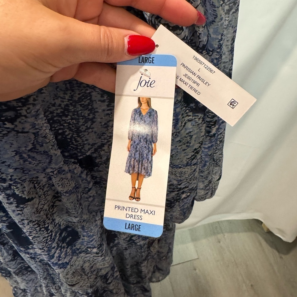 Joie Limited Edition Print Maxi Dress Size Large Blue Parisian Paisley Boho - Picture 7 of 9